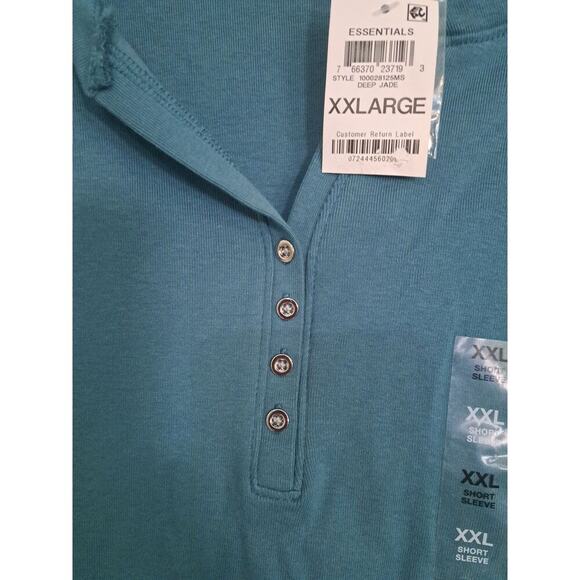 Karen Scott Womens Deep Jade Short Sleeve V Neck Henley Top Size XXL - Picture 5 of 7